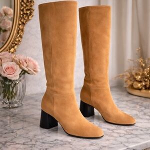 Mansur Gavriel Camel Suede Knee-High Boots – Size 37